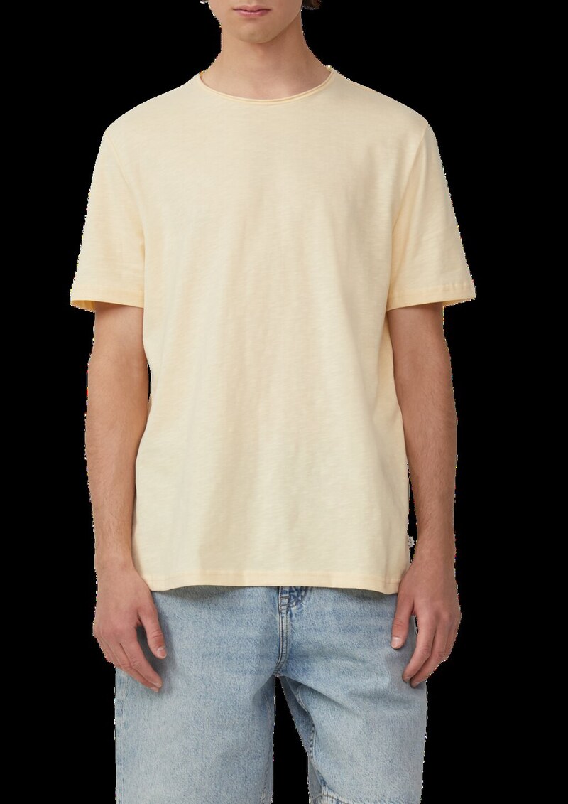 Baumwollshirt mit Rollkante und Flammgarnstruktur