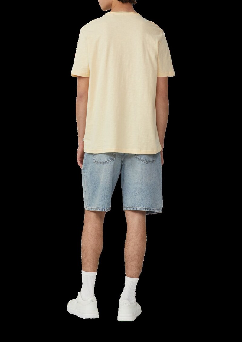 Baumwollshirt mit Rollkante und Flammgarnstruktur