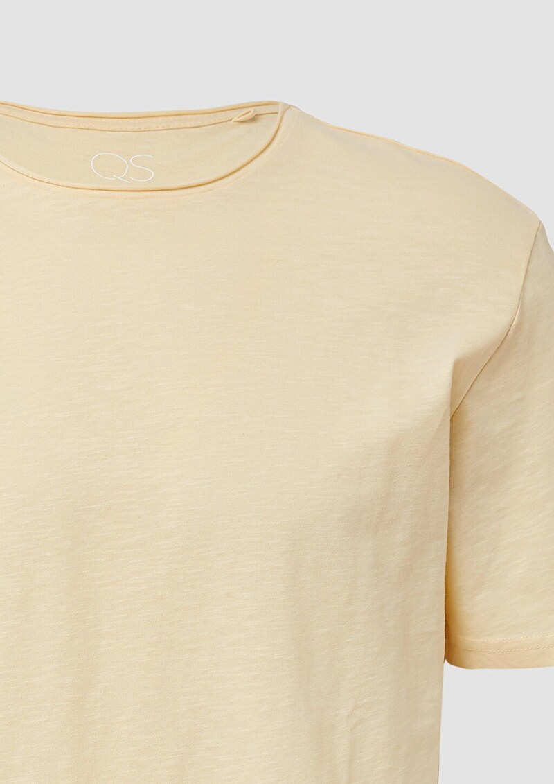 Baumwollshirt mit Rollkante und Flammgarnstruktur