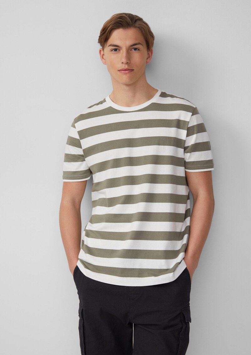 T-Shirt mit Rundhalsausschnitt und Blockstreifen