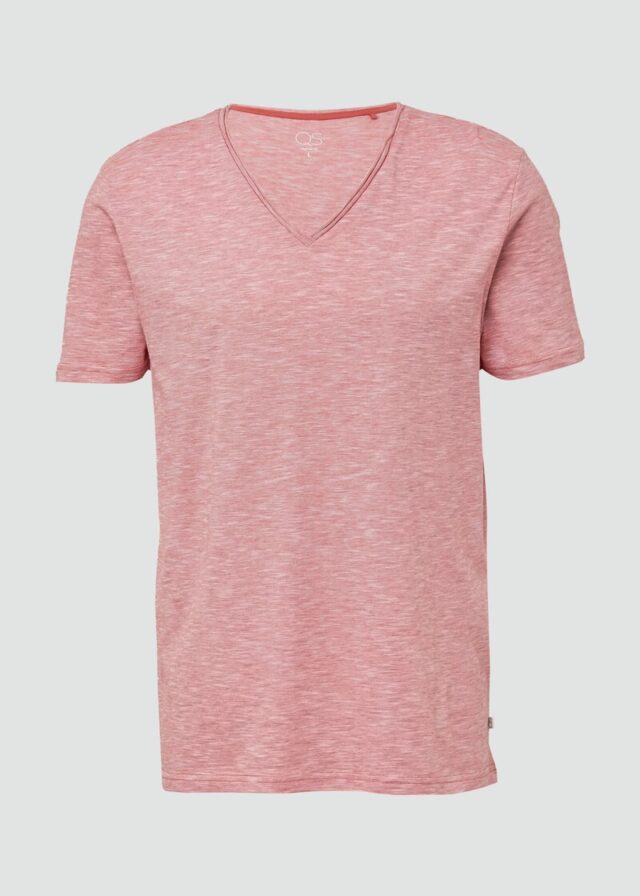 T-Shirt in Melange mit Rollkante