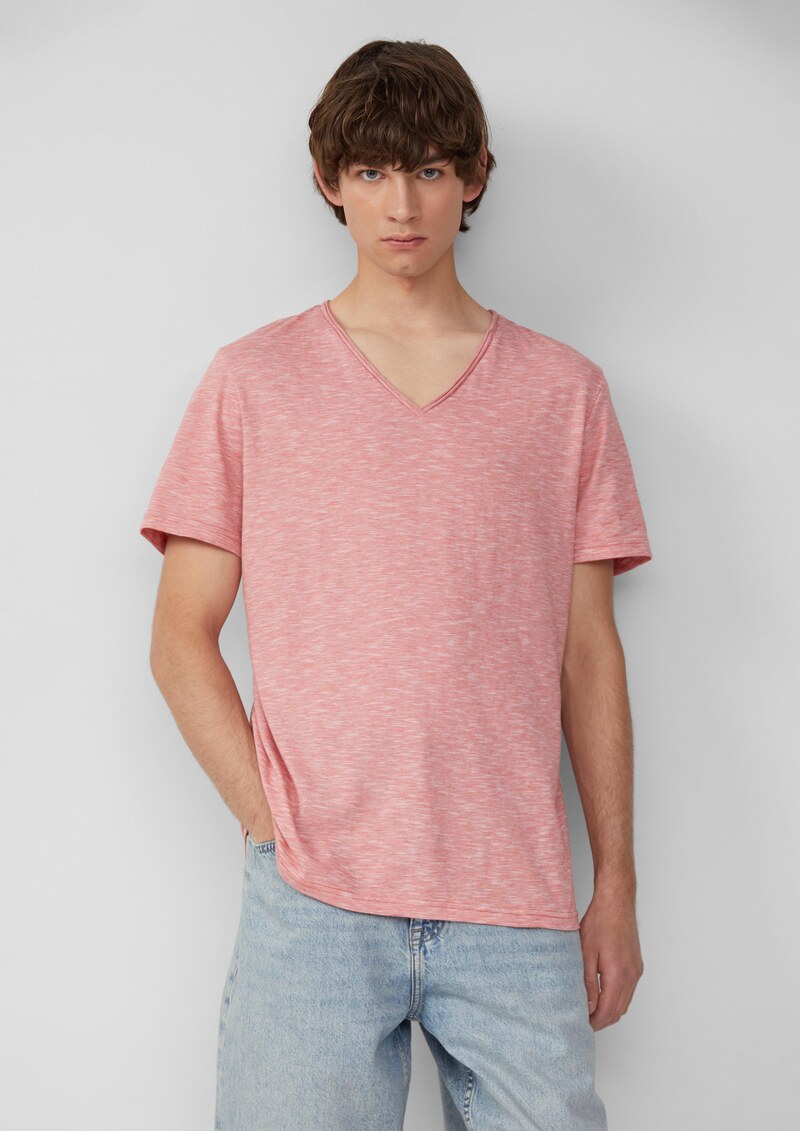 T-Shirt in Melange mit Rollkante