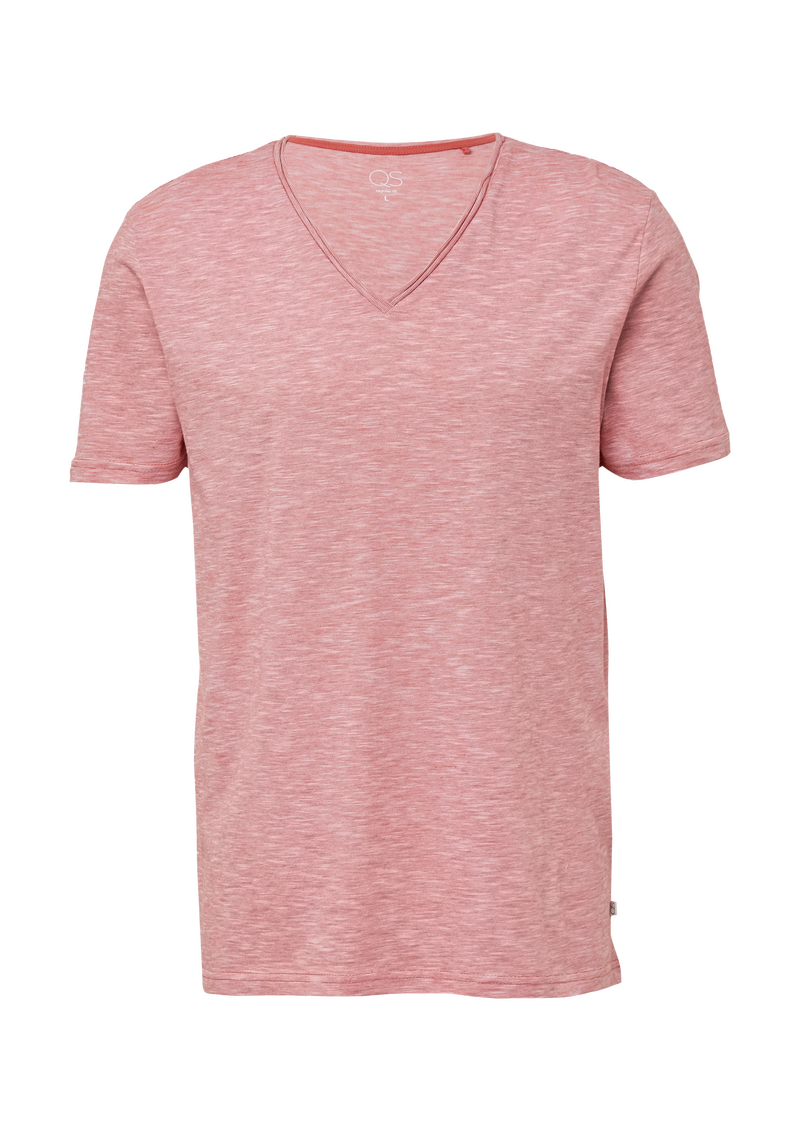 T-Shirt in Melange mit Rollkante