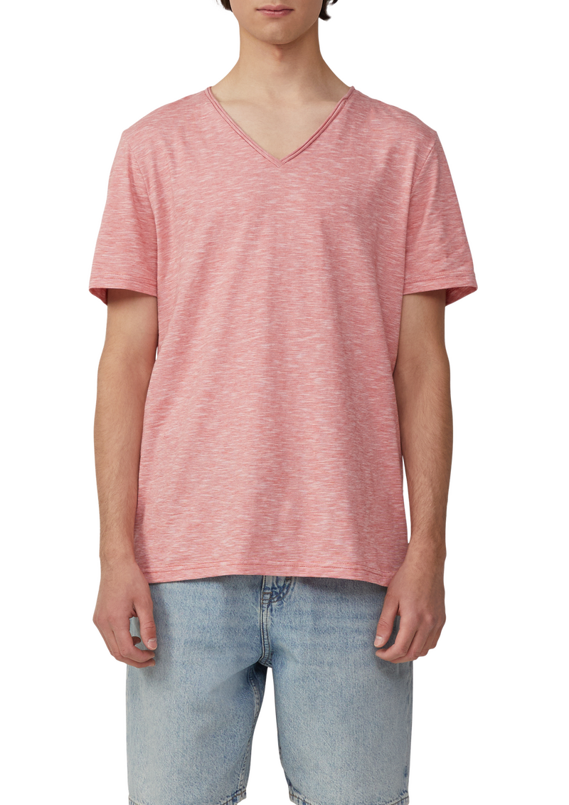 T-Shirt in Melange mit Rollkante