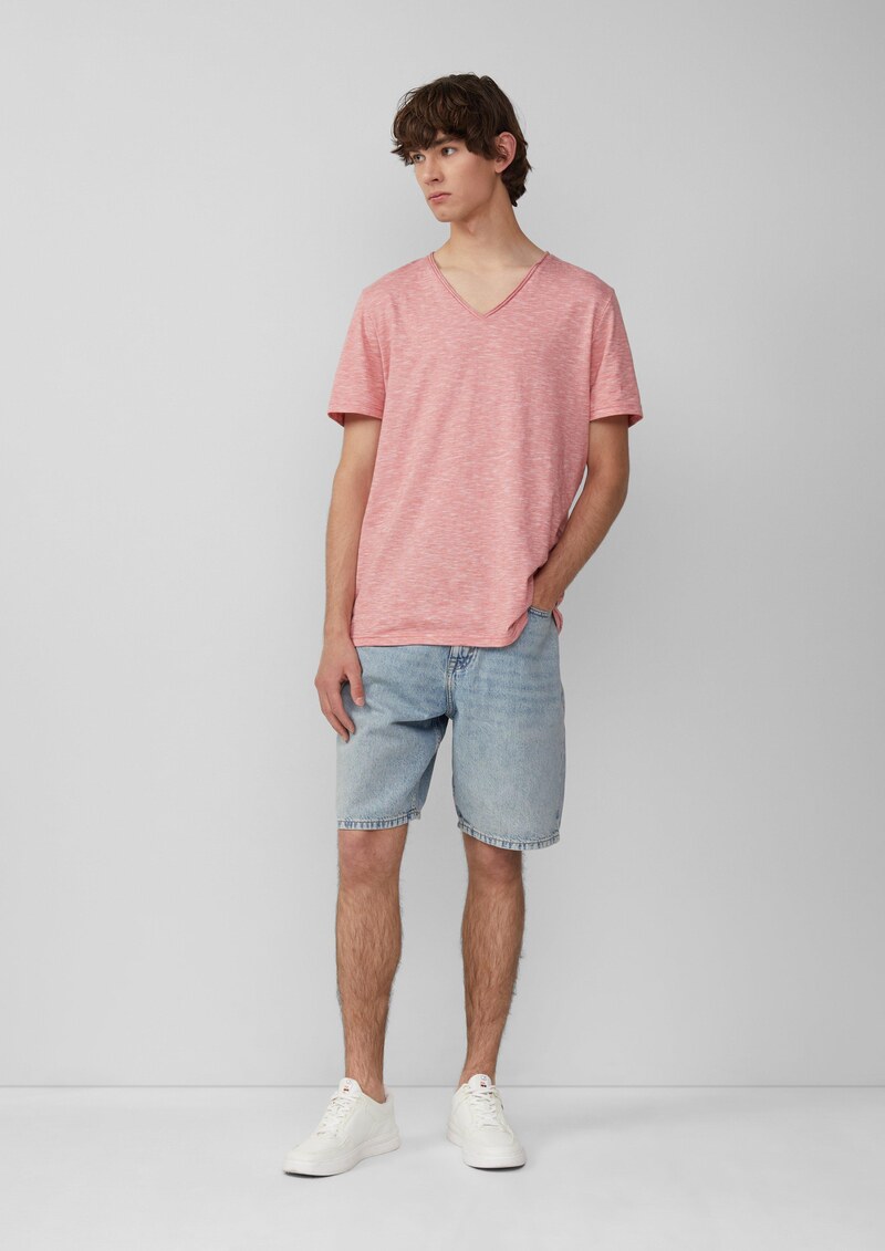 T-Shirt in Melange mit Rollkante