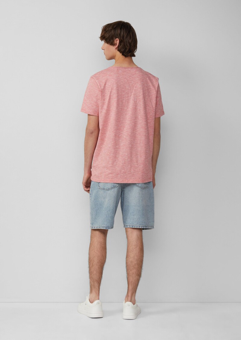 T-Shirt in Melange mit Rollkante