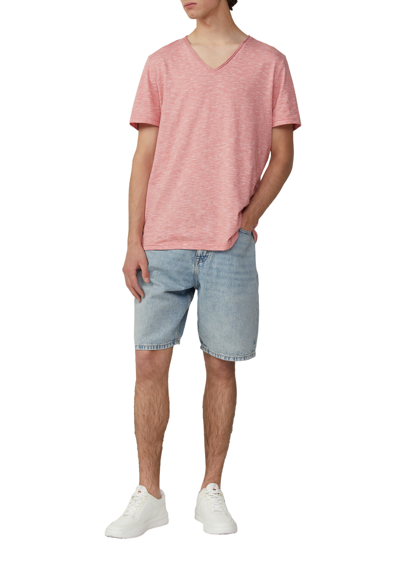 T-Shirt in Melange mit Rollkante