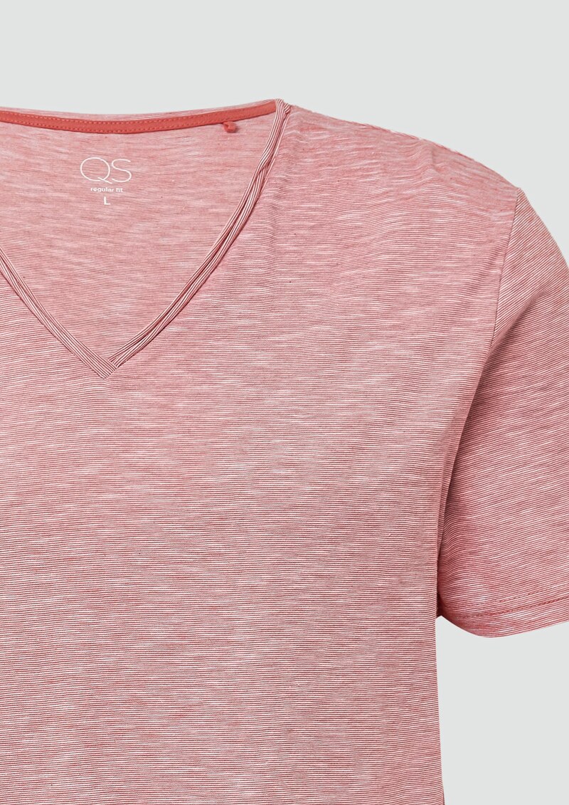 T-Shirt in Melange mit Rollkante