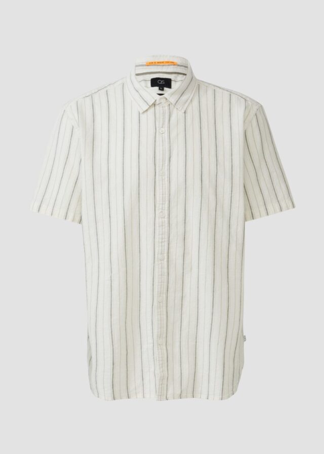 Regular Fit: Gestreiftes Hemd aus Leinenmix