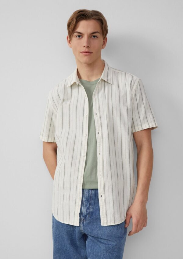 Regular Fit: Gestreiftes Hemd aus Leinenmix