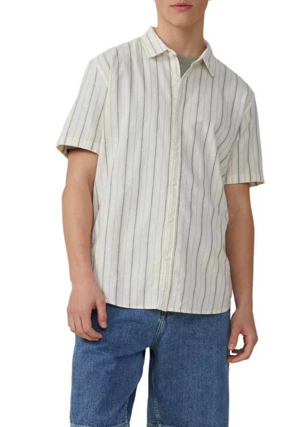 Regular Fit: Gestreiftes Hemd aus Leinenmix