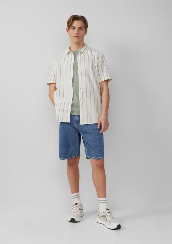 Regular Fit: Gestreiftes Hemd aus Leinenmix