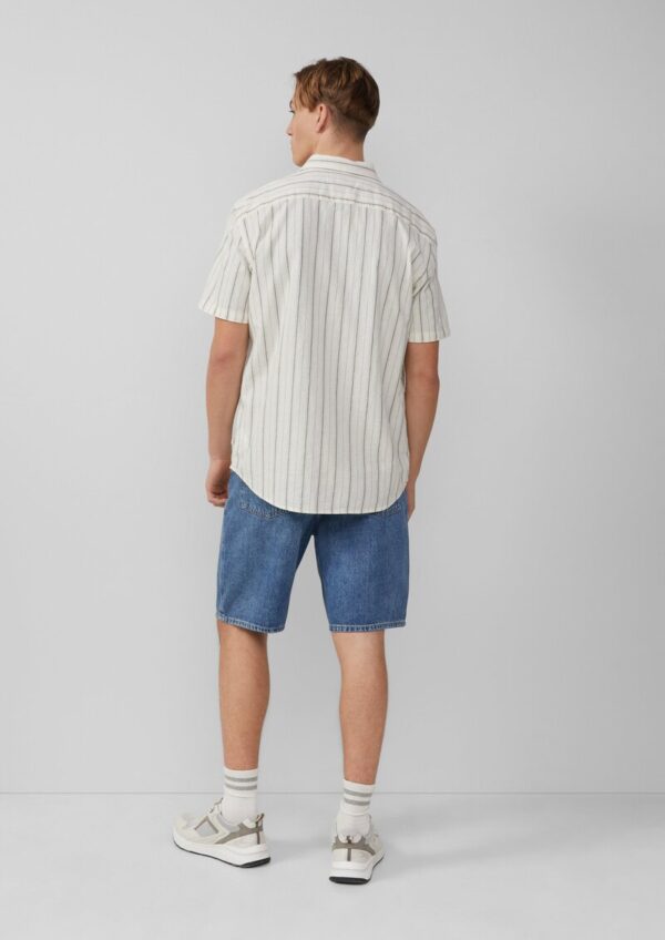 Regular Fit: Gestreiftes Hemd aus Leinenmix