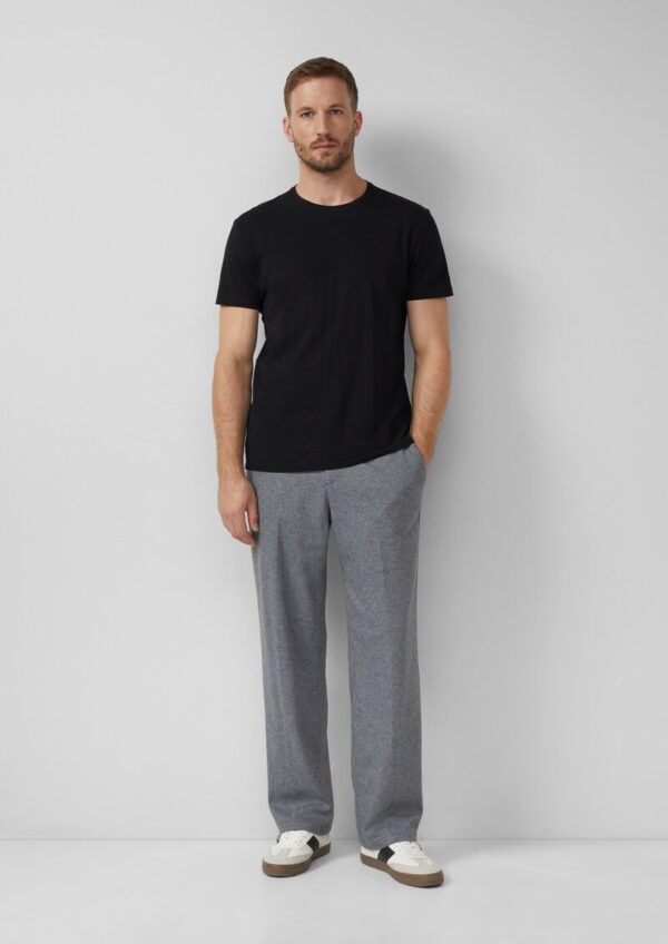 Wide-Leg-Hose aus meliertem Jersey mit Wolle