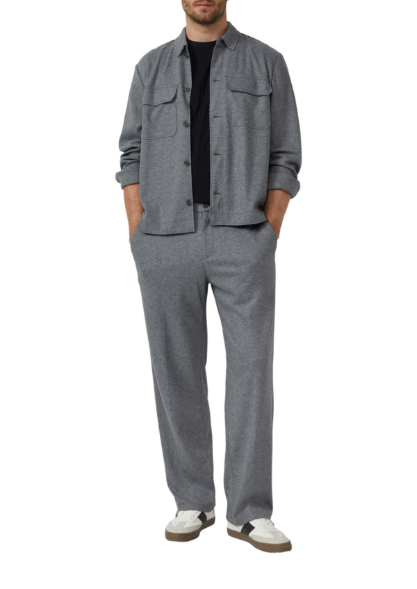 Wide-Leg-Hose aus meliertem Jersey mit Wolle