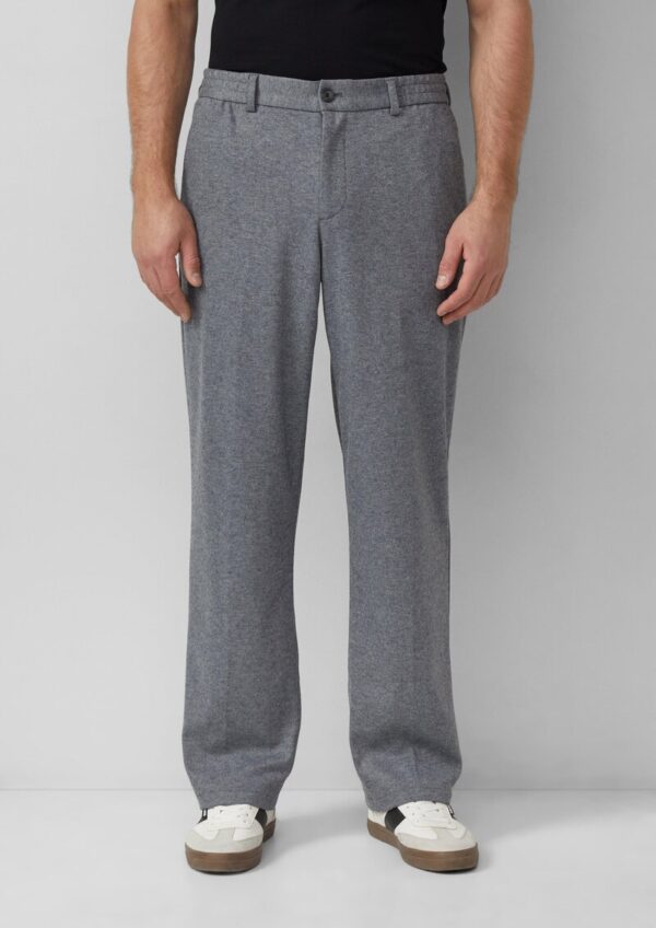 Wide-Leg-Hose aus meliertem Jersey mit Wolle