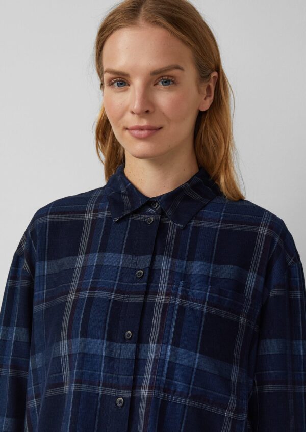 Karierte Feincord-Bluse im Relaxed Fit