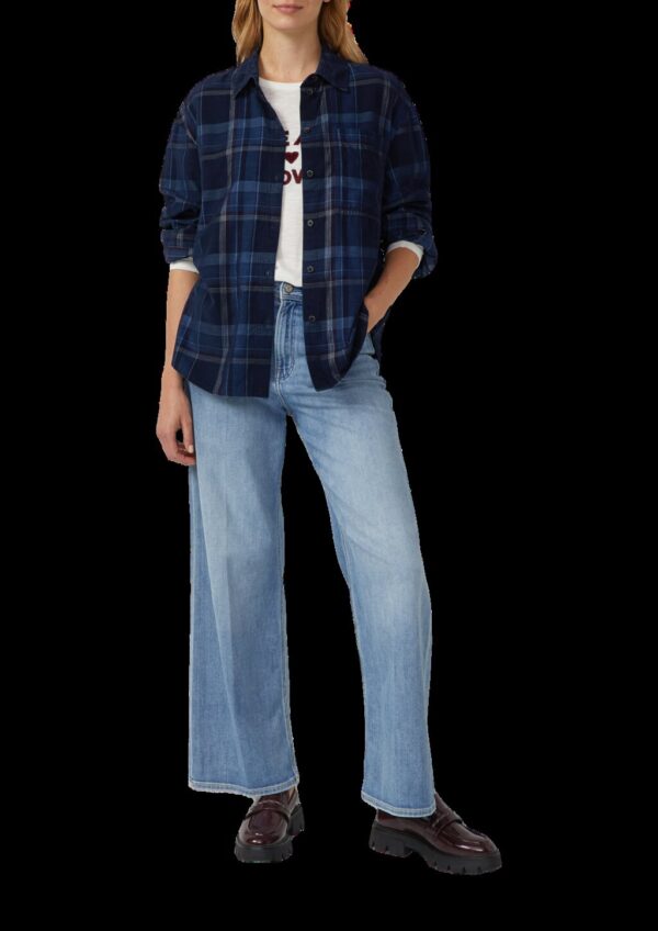 Karierte Feincord-Bluse im Relaxed Fit