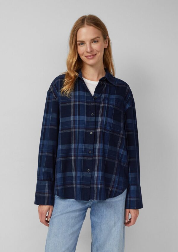 Karierte Feincord-Bluse im Relaxed Fit