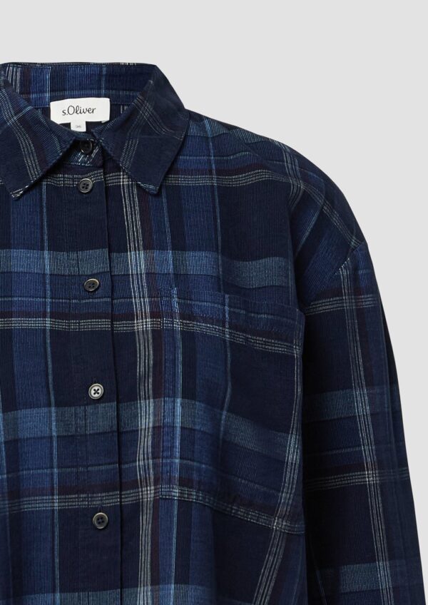 Karierte Feincord-Bluse im Relaxed Fit