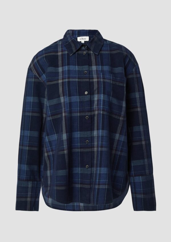 Karierte Feincord-Bluse im Relaxed Fit