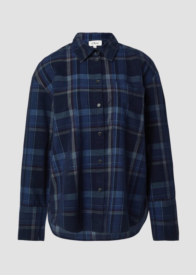 Karierte Feincord-Bluse im Relaxed Fit