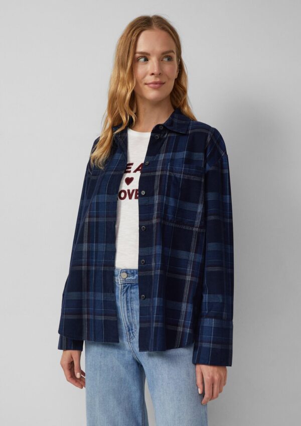 Karierte Feincord-Bluse im Relaxed Fit