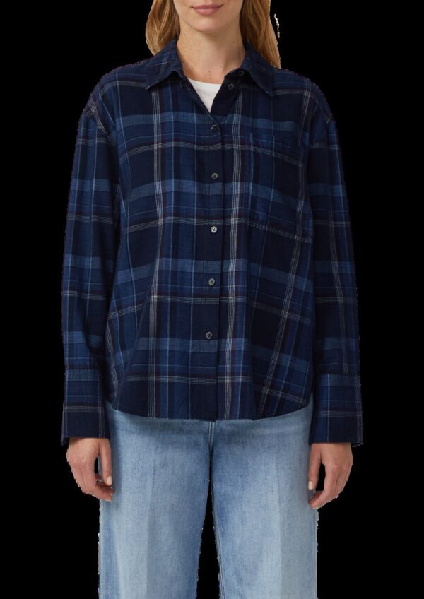 Karierte Feincord-Bluse im Relaxed Fit