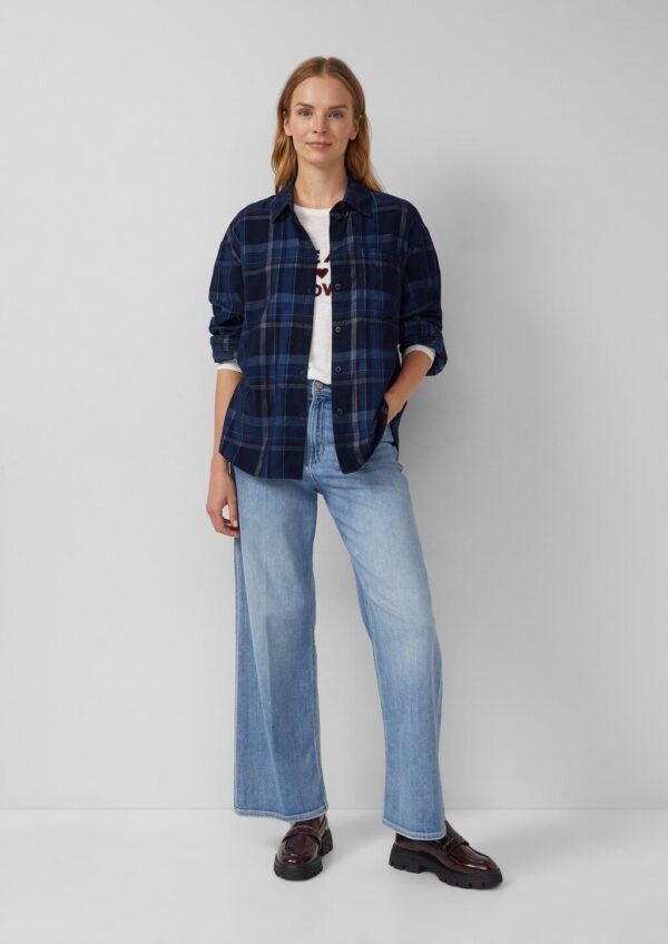 Karierte Feincord-Bluse im Relaxed Fit