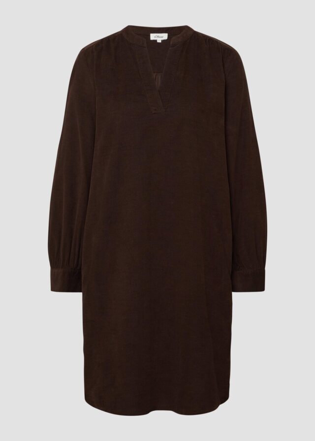 Feincord-Kleid mit seitlichen Eingrifftaschen