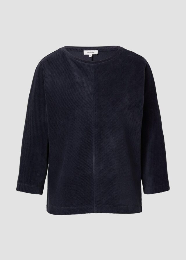 Cord-Shirt mit Teilungsnaht und Fledermausärmeln