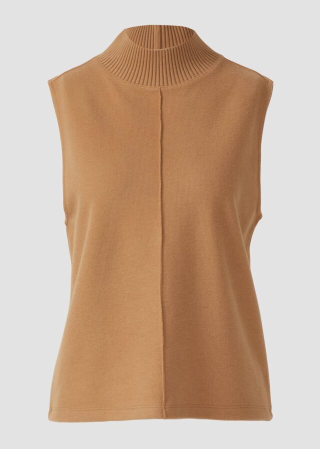 Ärmelloses Sweatshirt mit geripptem Stehkragen