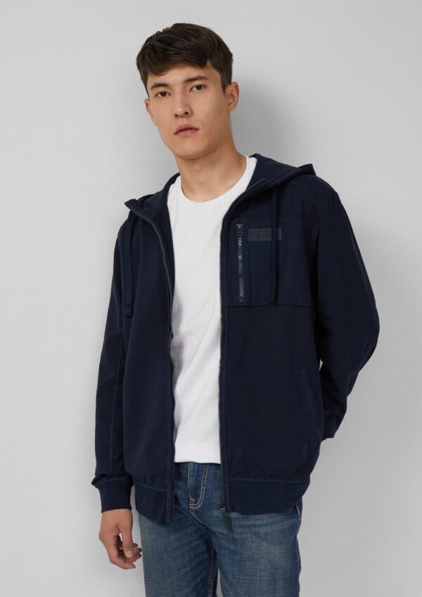 Sportive Hoodie-Sweatjacke im Fabricmix