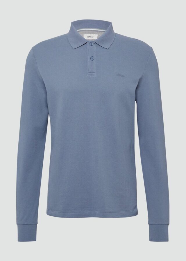 Langarm-Poloshirt aus Baumwoll-Piqué mit Bündchen