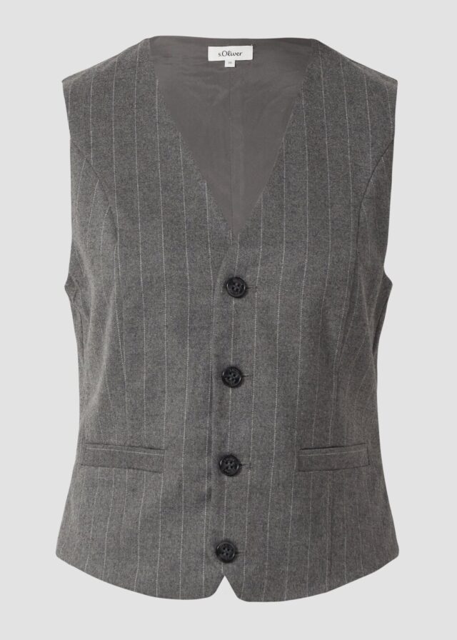 Leicht gefütterte Weste im Shaped Fit mit Nadelstreifen