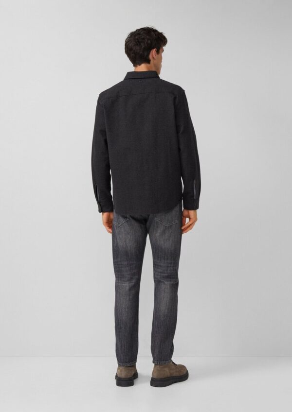 Regular Fit: Baumwollhemd in Woll-Melange-Optik