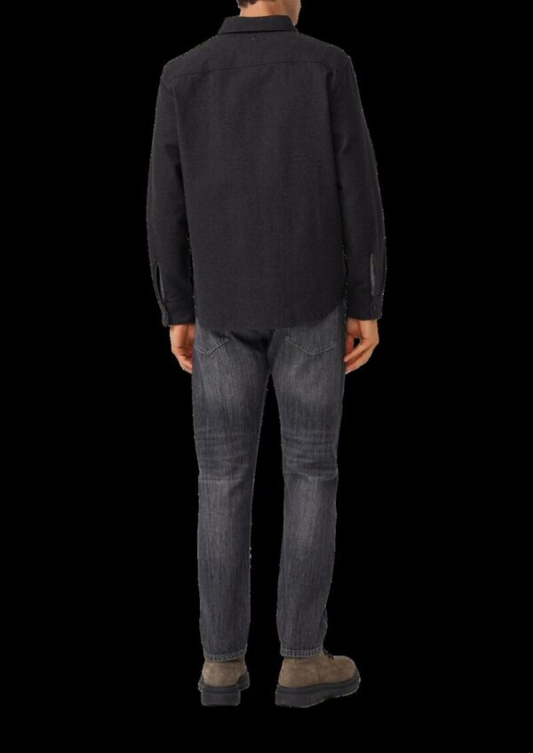 Regular Fit: Baumwollhemd in Woll-Melange-Optik