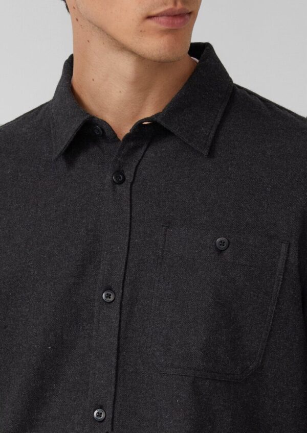 Regular Fit: Baumwollhemd in Woll-Melange-Optik