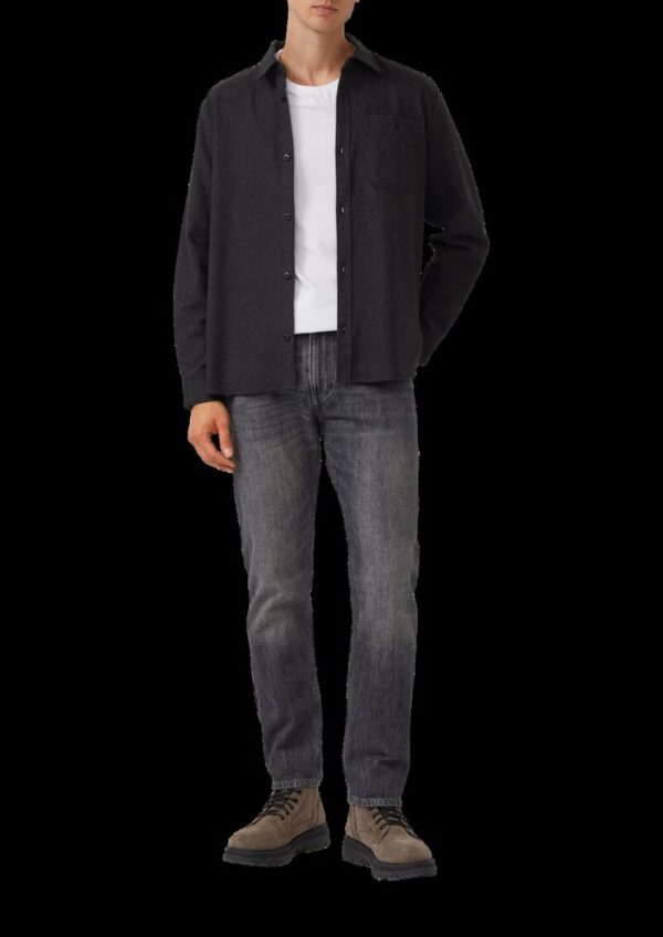 Regular Fit: Baumwollhemd in Woll-Melange-Optik