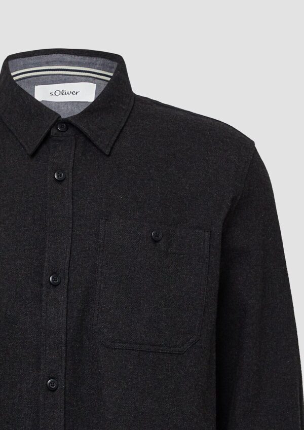 Regular Fit: Baumwollhemd in Woll-Melange-Optik