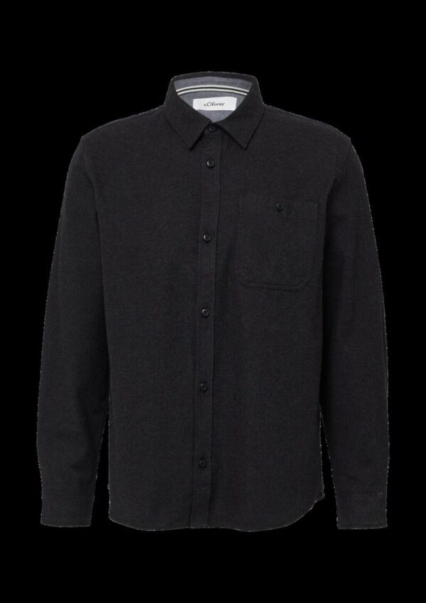 Regular Fit: Baumwollhemd in Woll-Melange-Optik