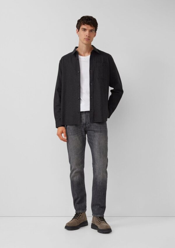 Regular Fit: Baumwollhemd in Woll-Melange-Optik