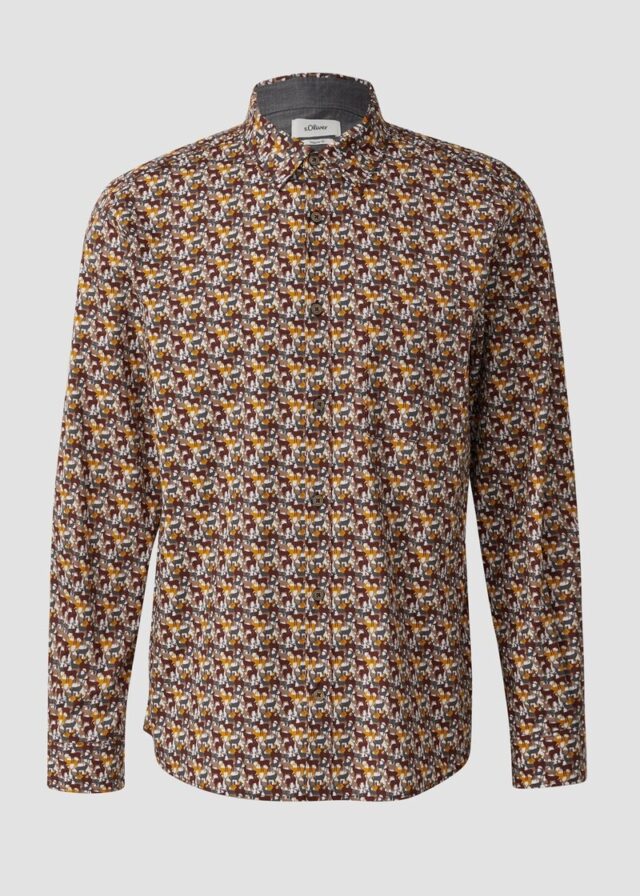 Regular Fit: Hemd mit Allover-Print und Brusttasche