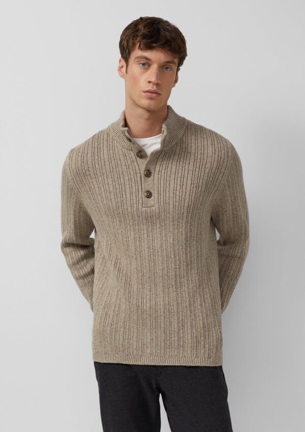 Melierter Strick-Troyer mit Rippstruktur