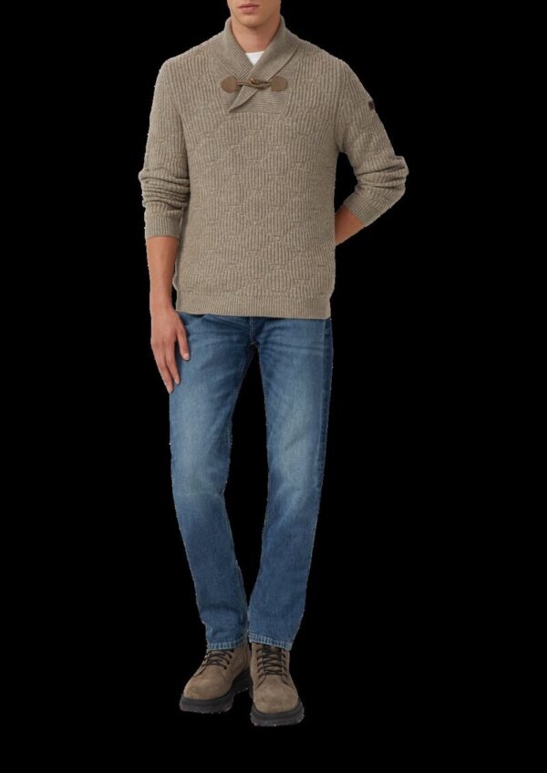 Wollmix-Pullover mit Schalkragen und Struktur