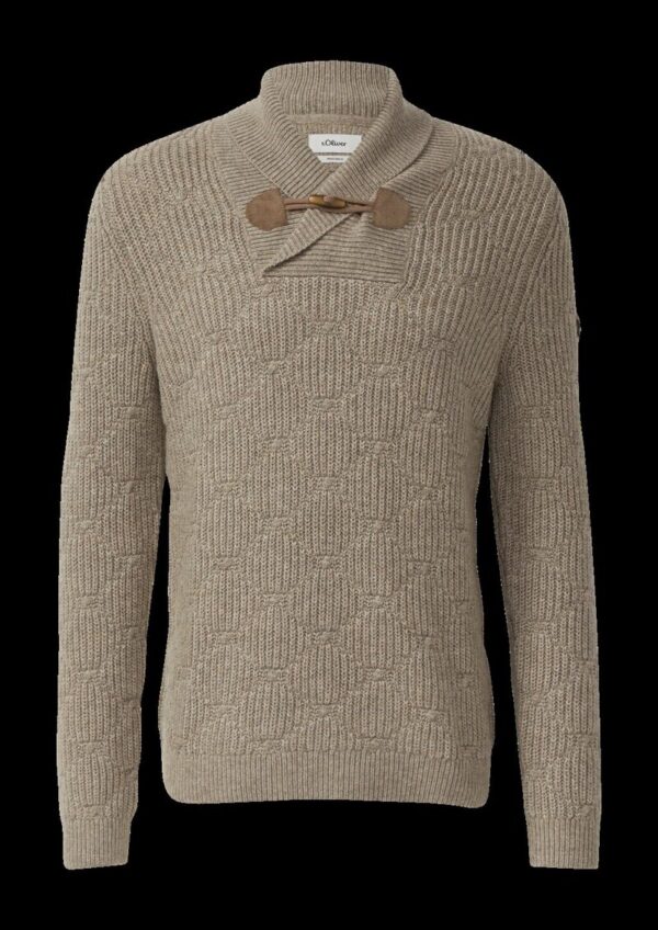 Wollmix-Pullover mit Schalkragen und Struktur