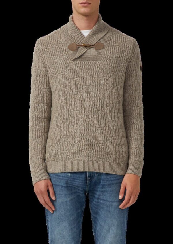 Wollmix-Pullover mit Schalkragen und Struktur