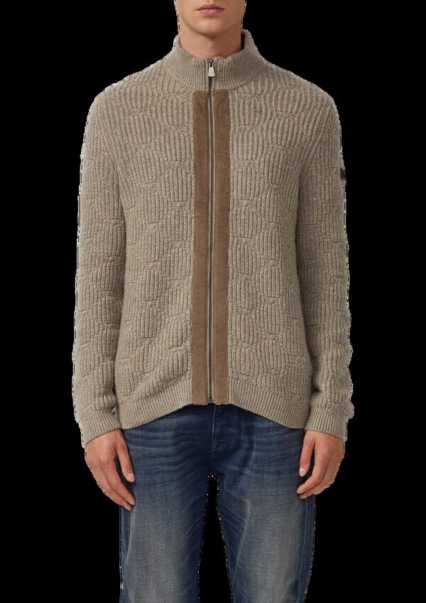 Strickjacke aus Wollmix mit Struktur und Cord-Details