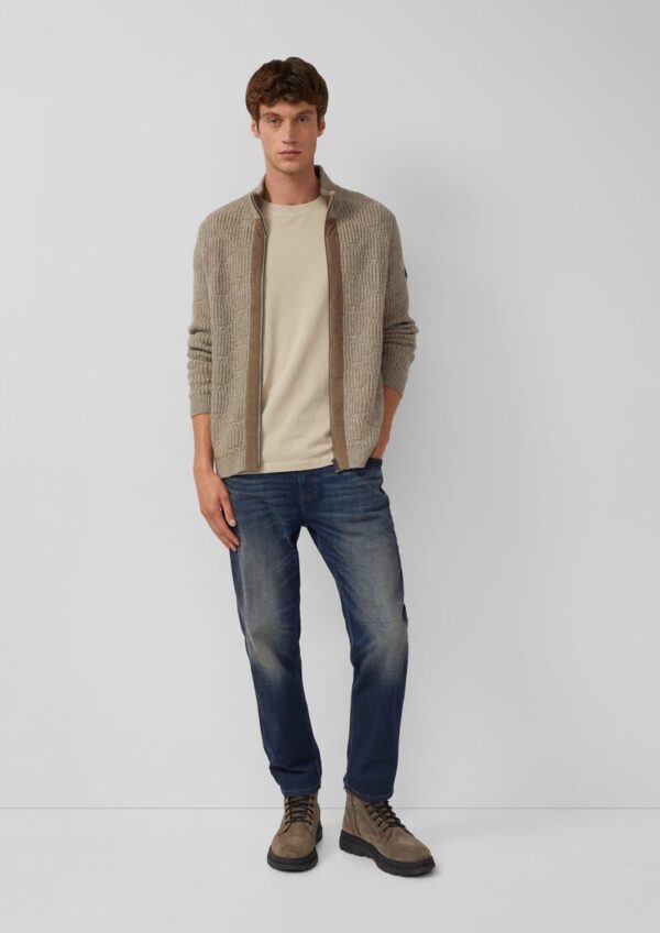 Strickjacke aus Wollmix mit Struktur und Cord-Details