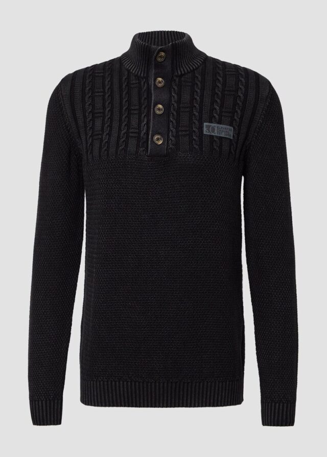 Strukturmix-Troyer aus Baumwolle mit Garment Dye